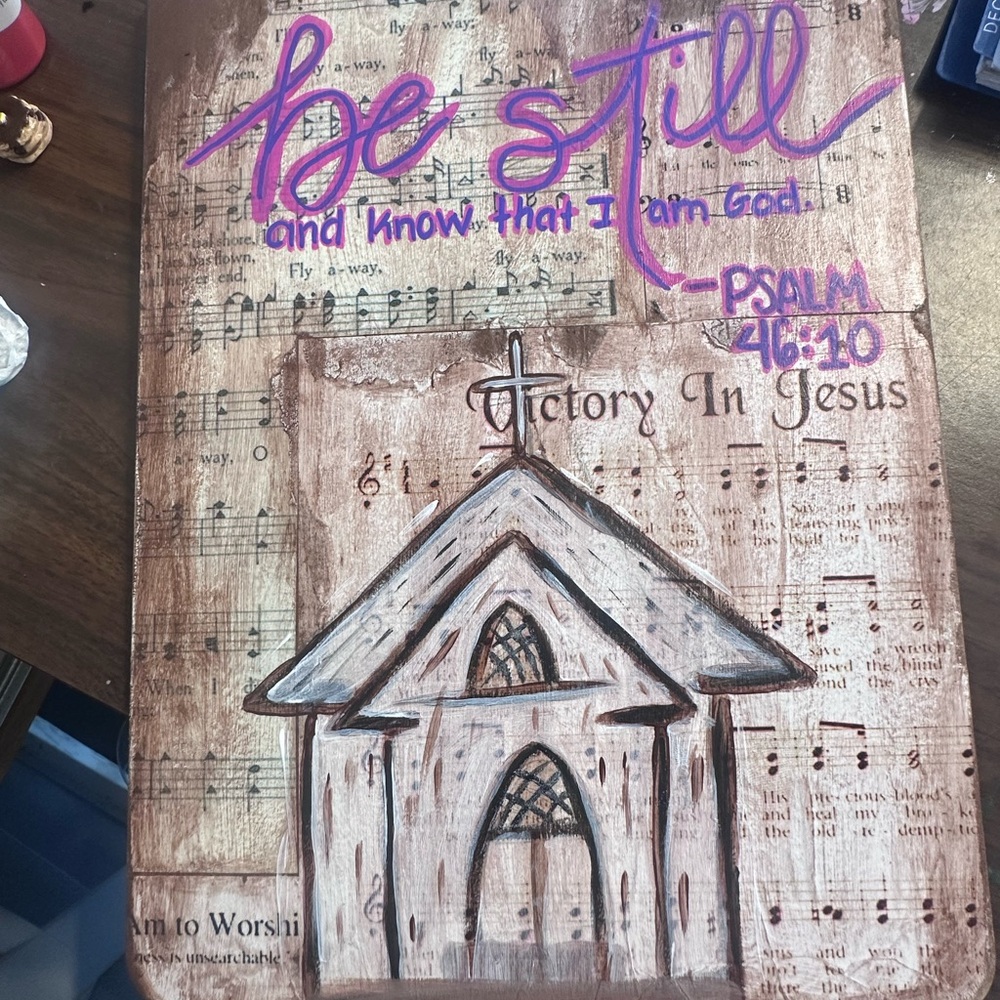 Be Still Psalm 46:10 Church Art - Handpainted Clipboard